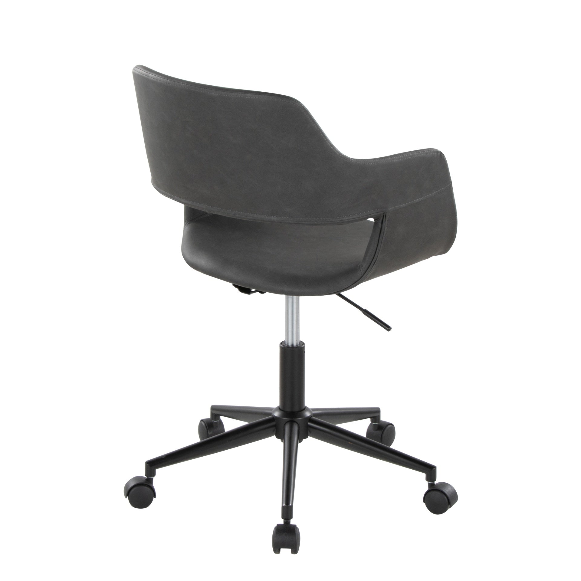 Margarite Contemporary Task Chair in Black Metal and Grey Faux Leather by LumiSource