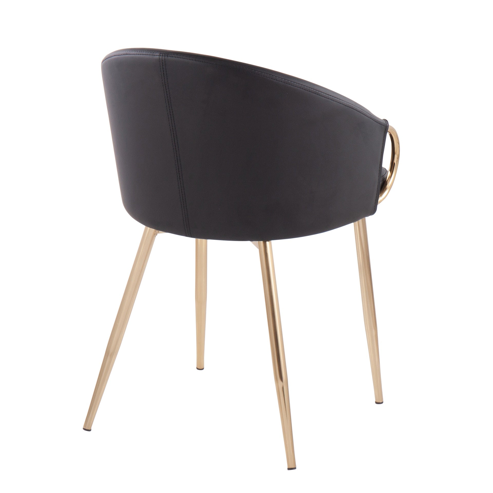 Claire Contemporary/Glam Chair in Gold Metal and Black Faux Leather by LumiSource - Set of 2