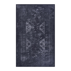 MAVAL Black Washable Rug 4x6 Area Rug (Black+Gray, 4' x 6')