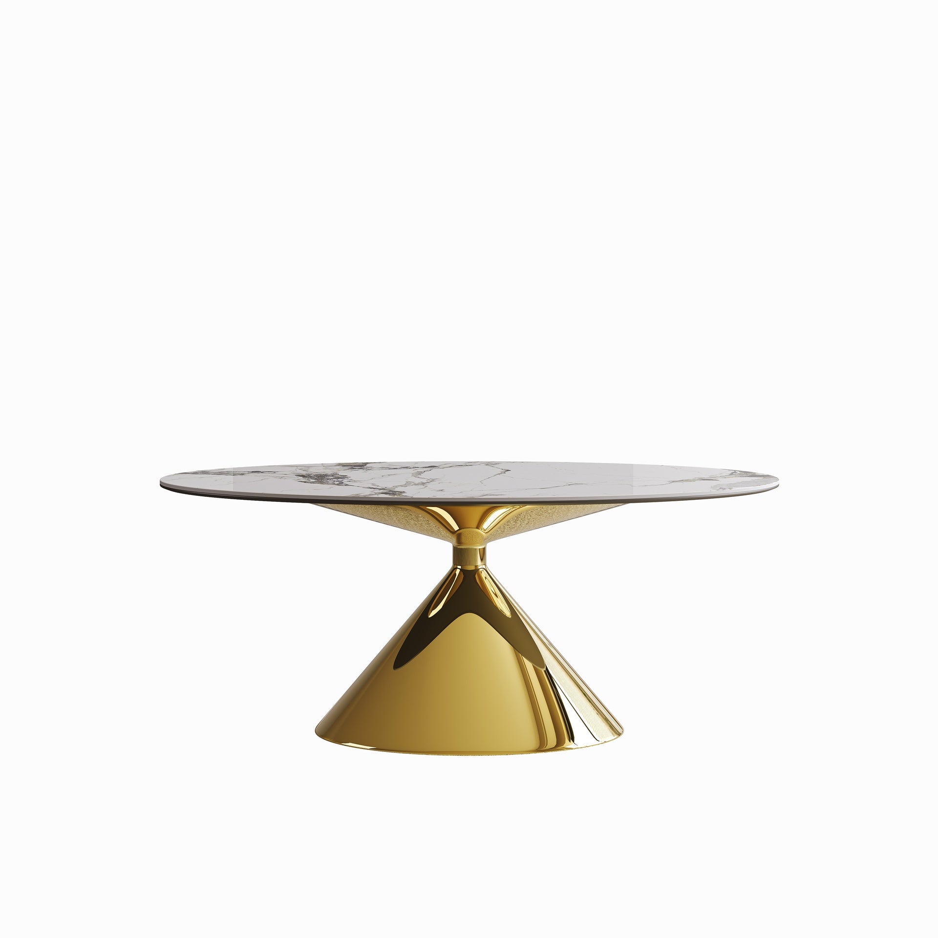71" Modern Luxury Marble Dining Table Set for 4-6 People - Oval Kitchen Table with Gold Stainless Steel Base  - Elegant Contemporary Dining Room Furniture-Only table