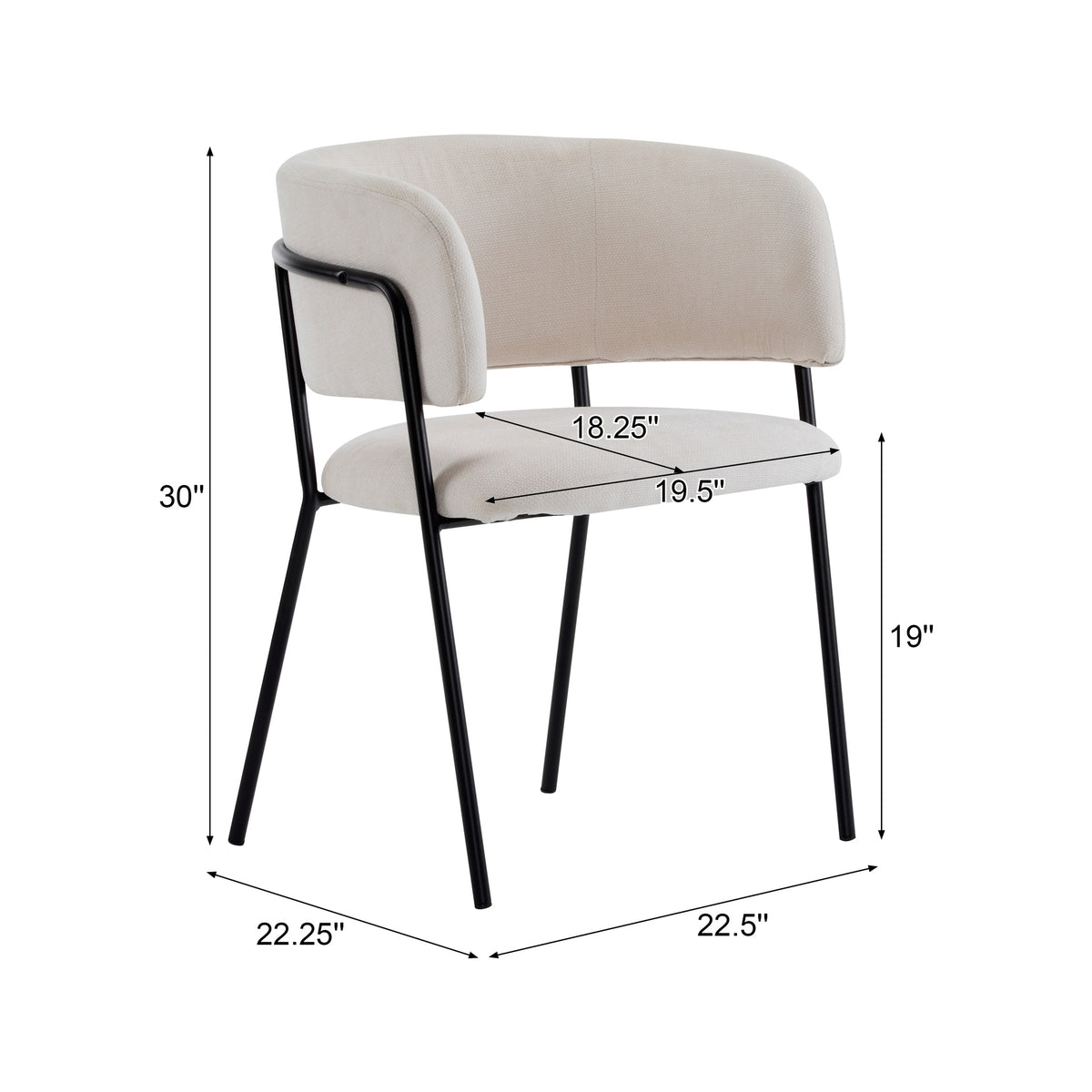 Modern Upholstered Arm Dining Chair Set of 2-Beige
