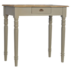Solid Wood Hand Painted Writing Desk, 1-Drawer, Grey and Brown