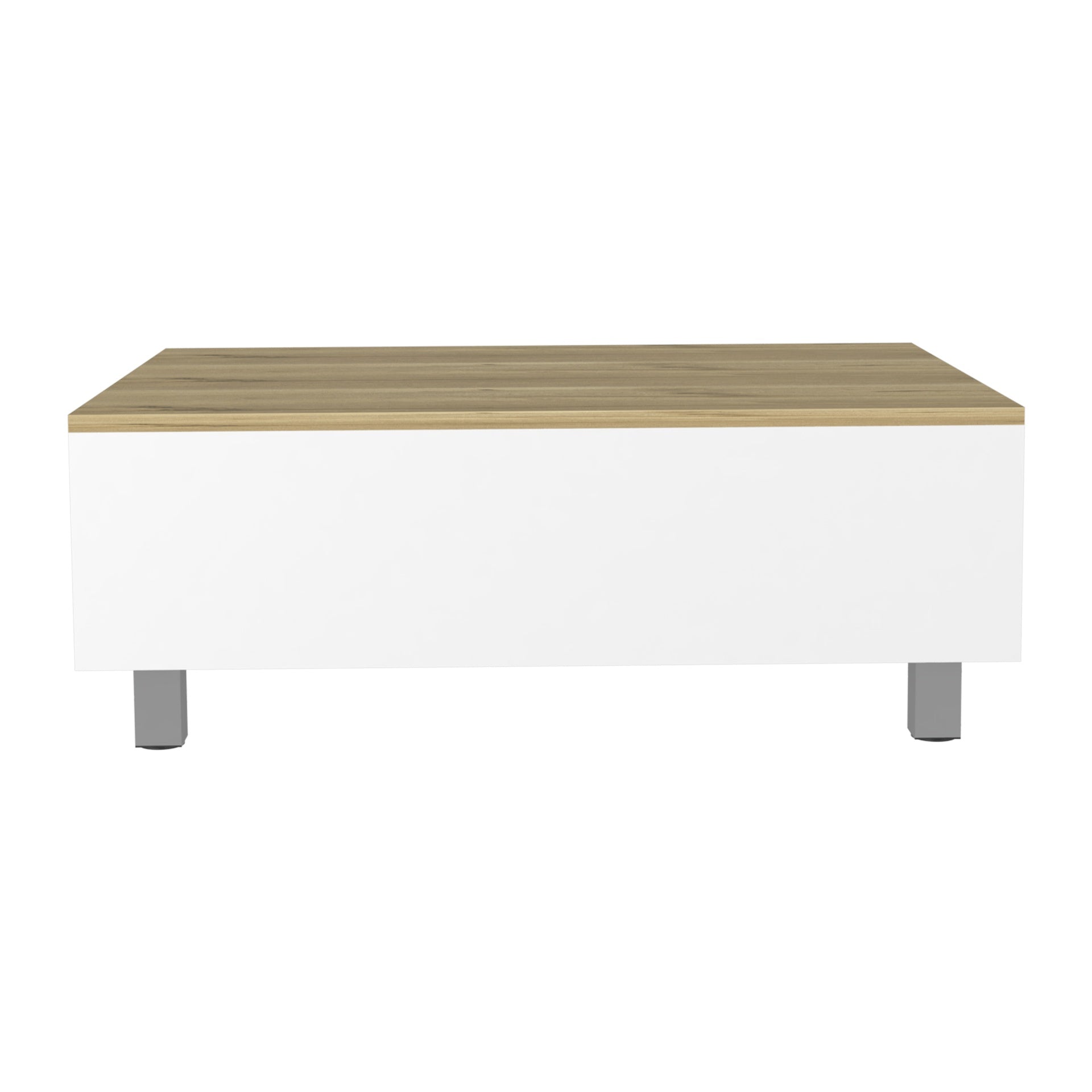 Gambia Lift Top Coffee Table, Four Legs -White / Light Oak