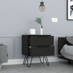 Augusta 2 Nightstand , End Table, Side Table Four Legs, Two Drawers -Black