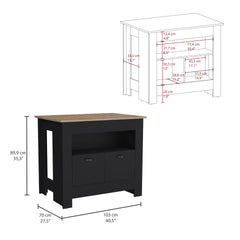 Arlet Kitchen Island Two Door Cabinet and Shelf