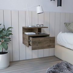 Adele Floating Nightstand with Drawer and Open Storage Shelves