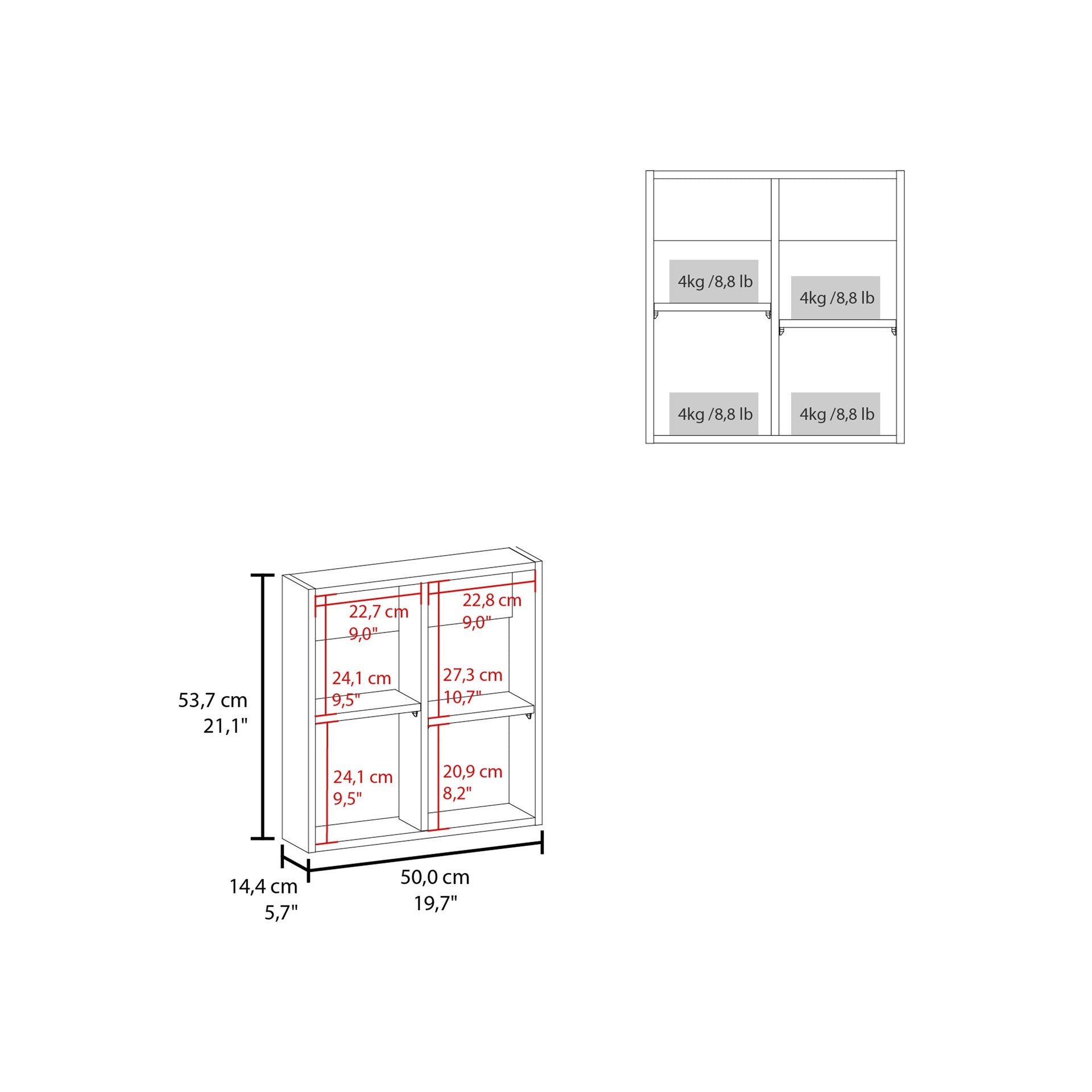 Duma 21.1" H x 19.7" W Mirror Medicine Cabinet, One door with Four interior Shelves for Bathroom, Kitchen Black