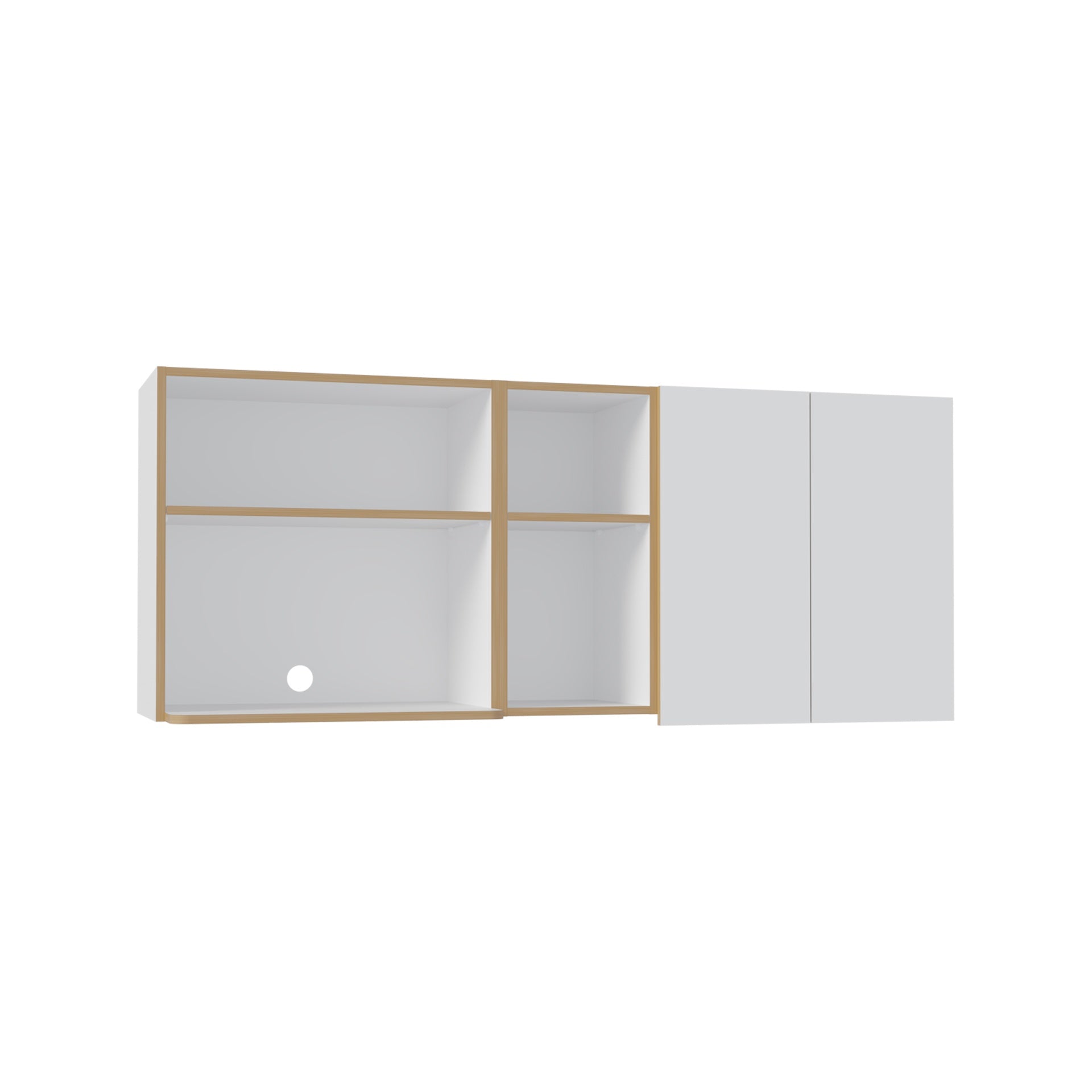 Corinto 59" Wide  Two - Door Wall Cabinet with Four Shelves, Drying Rack Dish for Kitchen, Garage, Laundry Room White - Natural Oak