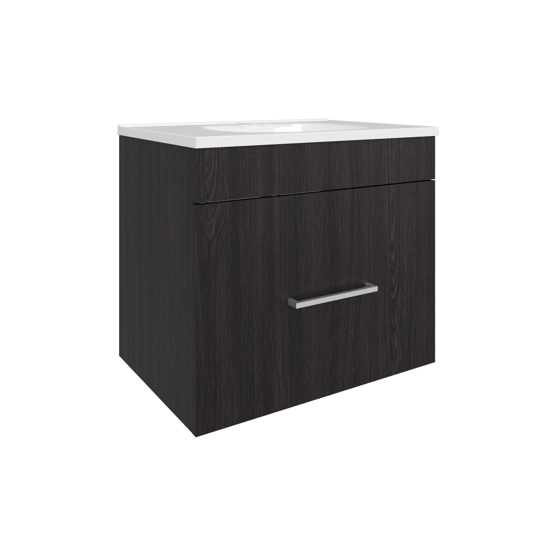 One door Batroom Vanity Hatta, Two Drawers and Open Shelf, Includes Hardware, Black