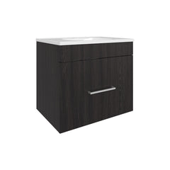 One door Batroom Vanity Hatta, Two Drawers and Open Shelf, Includes Hardware, Black
