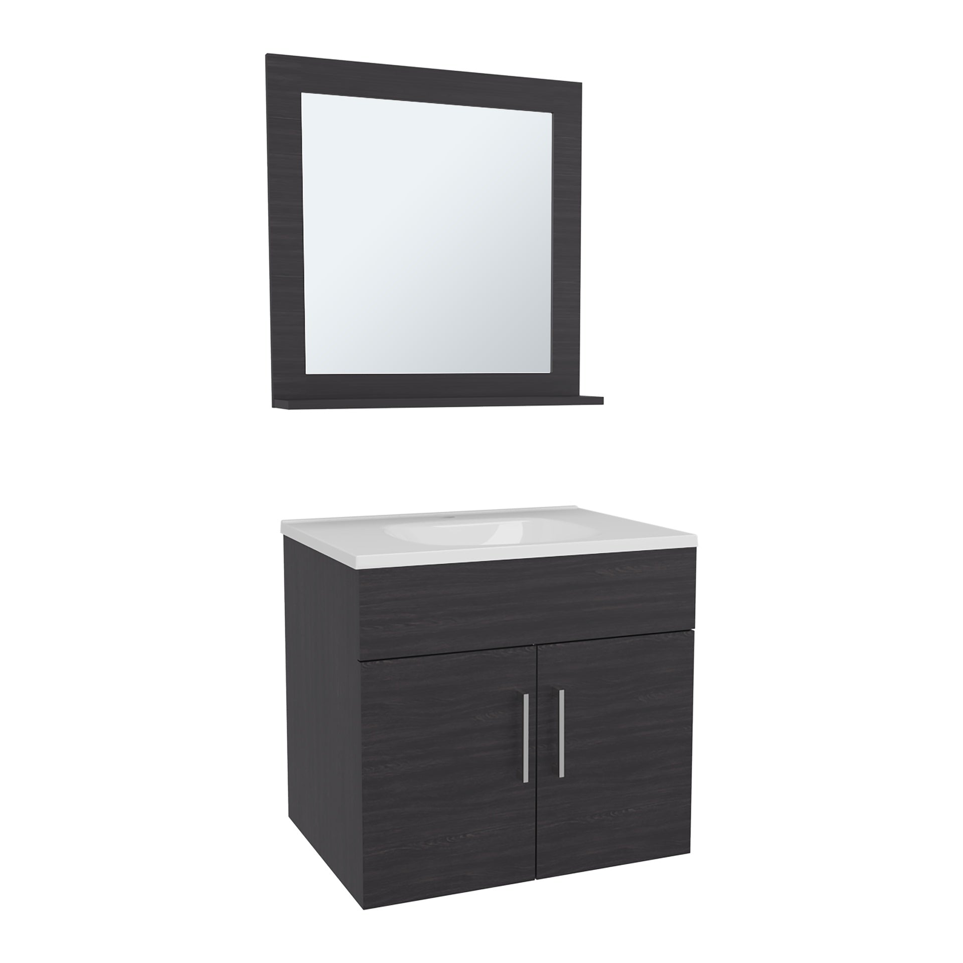 Blake Bathroom Mirror Cabinet with Two Interior Shelves, Wall-Mounted Storage Black
