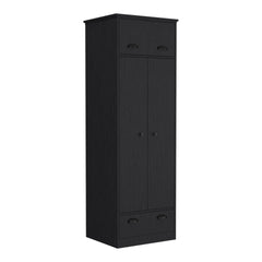 Falkland Armoire with 1 Drawer and 1 Hinged Drawer with Handles Black