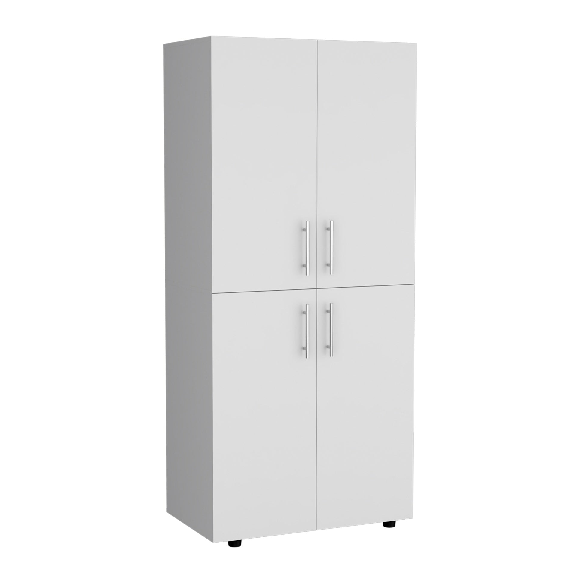 Hazel 70" High Four-Door Armoire Wardrove Closet Cabinet, Six Shelves and Two Hanging Rods, Bedroom Clothes Storage Cabinet Organizer White