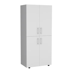 Hazel 70" High Four-Door Armoire Wardrove Closet Cabinet, Six Shelves and Two Hanging Rods, Bedroom Clothes Storage Cabinet Organizer White
