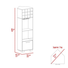 Marsella Corner Bar Cabinet, Eight Built-in Wine Rack, Two Side Shelves Mahogany / Macadamia