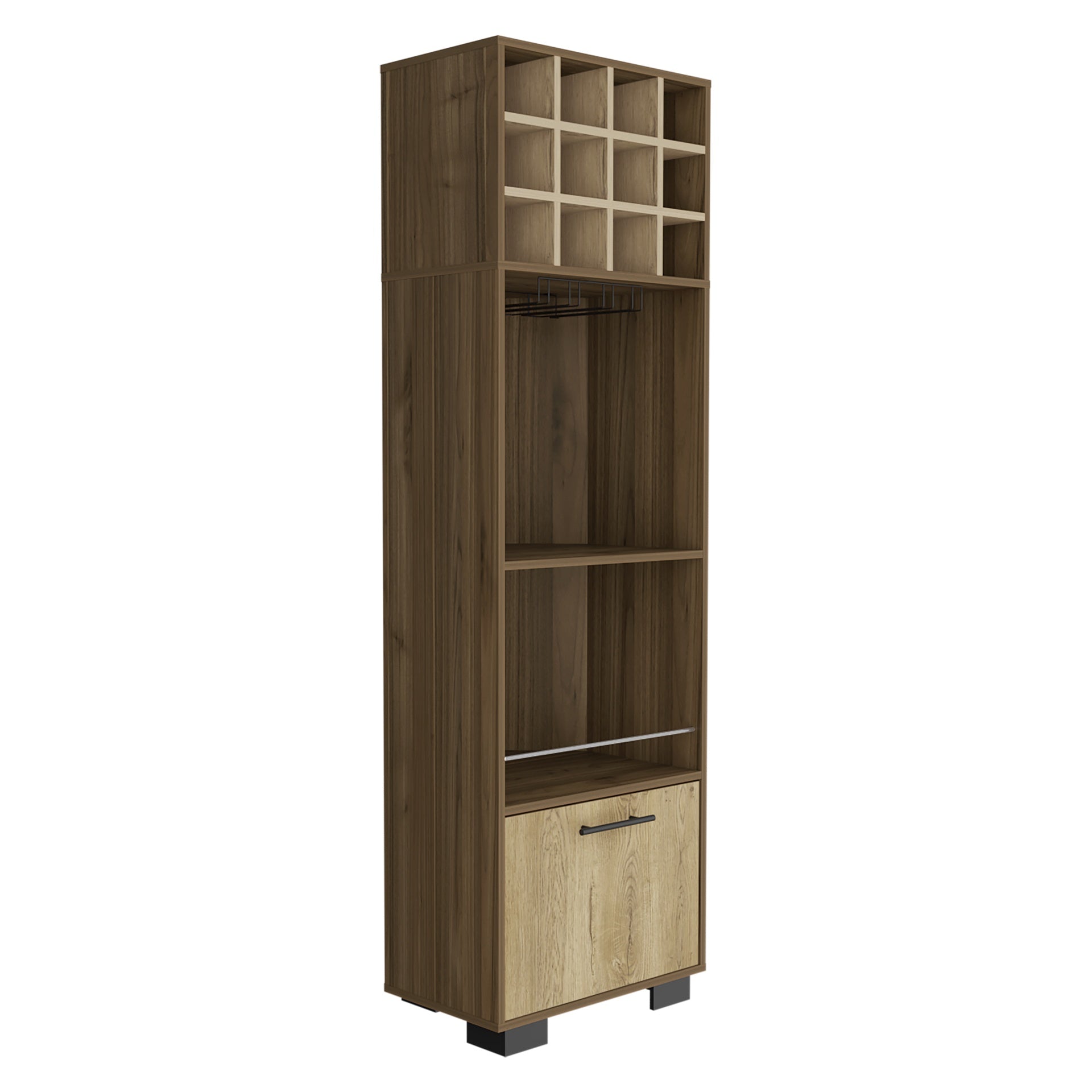 Marsella Corner Bar Cabinet, Eight Built-in Wine Rack, Two Side Shelves Mahogany / Macadamia