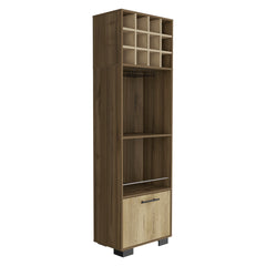 Marsella Corner Bar Cabinet, Eight Built-in Wine Rack, Two Side Shelves Mahogany / Macadamia