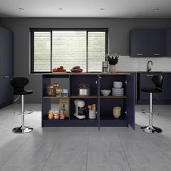 Juniper Kitchen Island With Large Dining Countertop, Double Door Cabinet with Interior Storage Shelves and, Two  Open Shelves