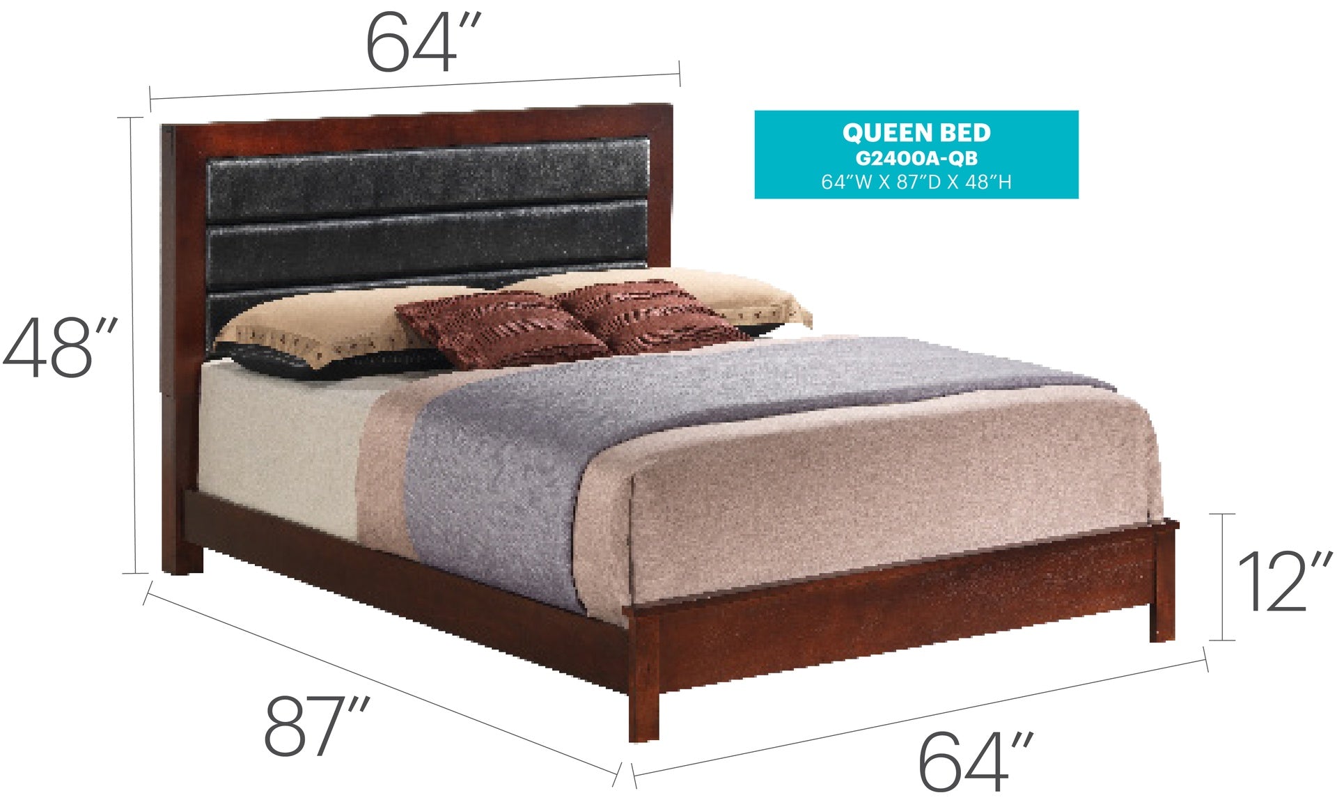 Elegant Transitional Queen Bed In Cherry