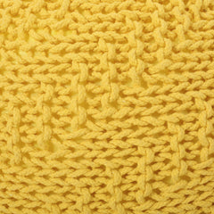 Bordeaux  Knitted Cotton Round Pouf, Yellow
