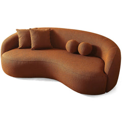 Drake Burnt Orange Japandi Style Curvy Boucle Sofa