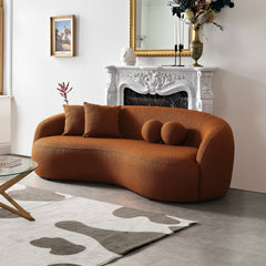 Drake Burnt Orange Japandi Style Curvy Boucle Sofa