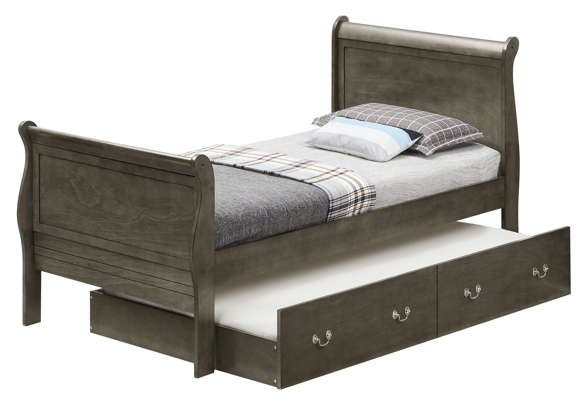 Charming Gray Twin Storage Bed