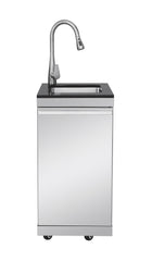 Silver 4-Burner 72000 BTU Deluxe Stainless Steel Gas Outdoor Kitchen Bar Barbecue Island Grill +Three Drawer Lockers + Single Door Stainless Steel Sink/Faucet
