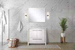 White Bath Vanity 36 in. W x 20 in. D, White Quartz Top and Brushed Nickel Faucet Set