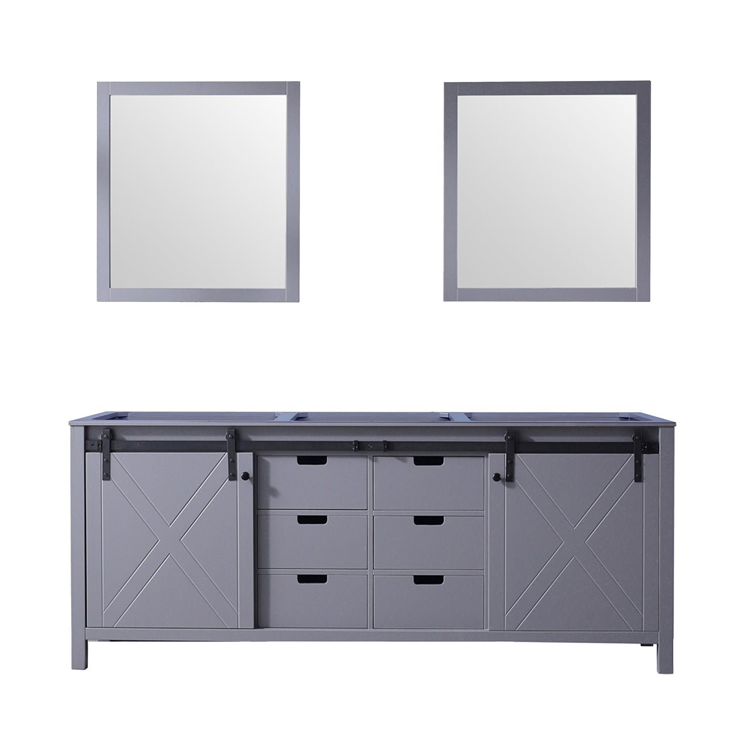 Dark Grey Double Bath Vanity 80 in. W x 22 in. D, and 30 in. Mirrors