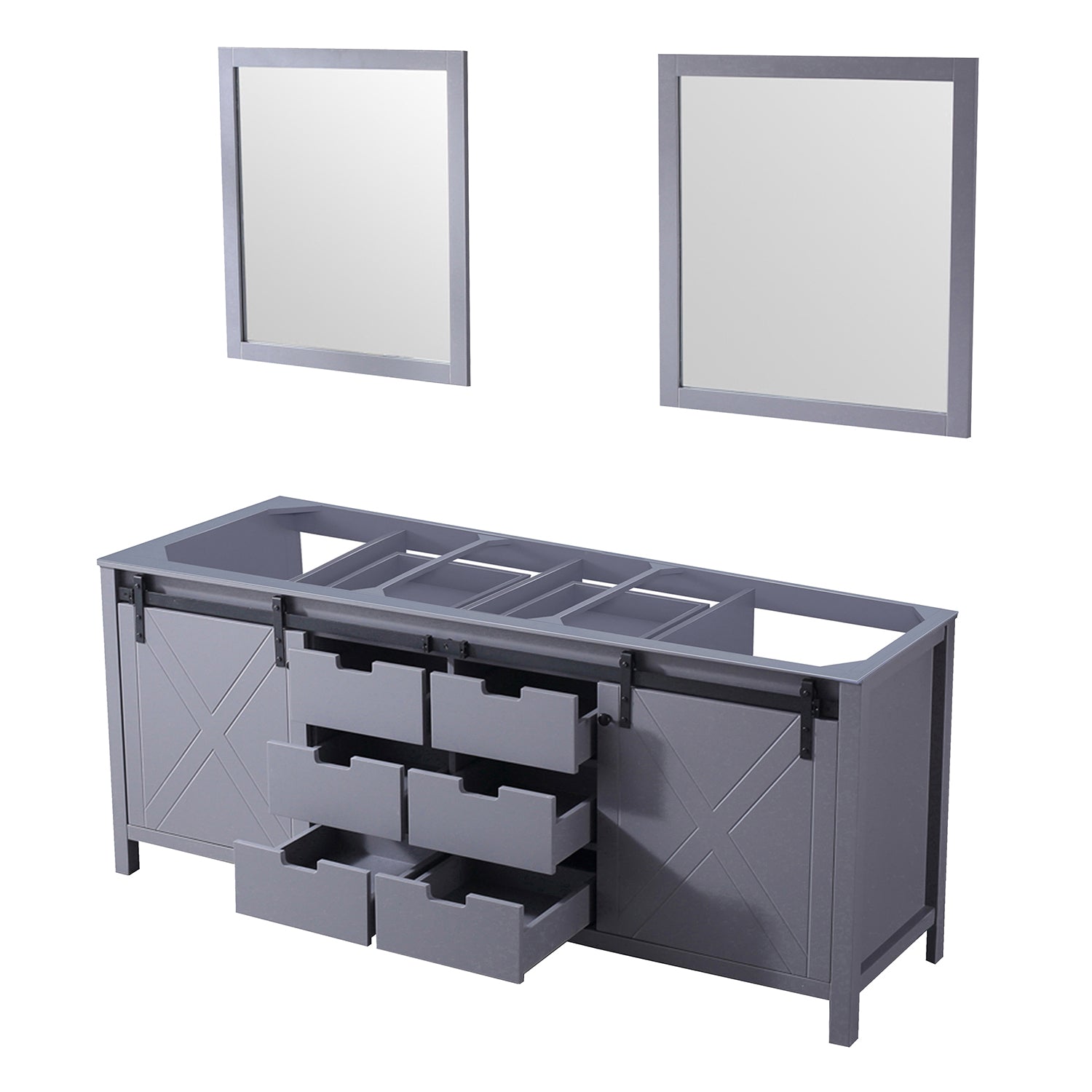 Dark Grey Double Bath Vanity 80 in. W x 22 in. D, and 30 in. Mirrors
