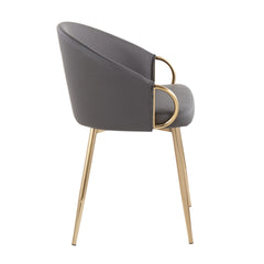 Claire Contemporary/Glam Chair in Gold Metal and Grey Faux Leather by LumiSource - Set of 2