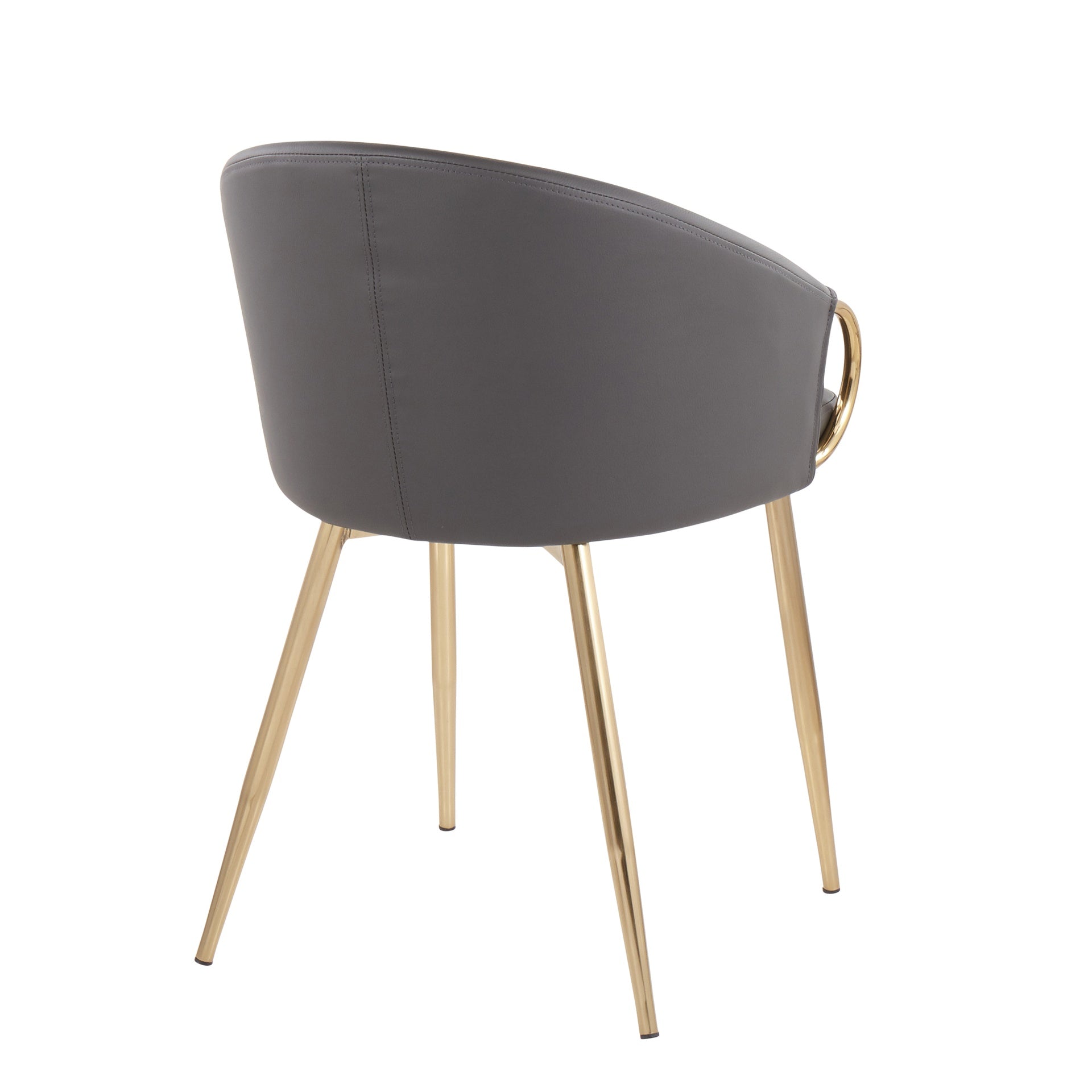 Claire Contemporary/Glam Chair in Gold Metal and Grey Faux Leather by LumiSource - Set of 2