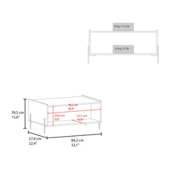 Shan 15"High Minimalistic Coffe Table with Pull Down Cabinet and Open Shelf Black