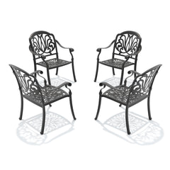 Cast Aluminum Patio Dining Chair 4PCS With Black Frame and Brown Cushions (same sku: W1710P166052)