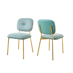 Modern Dining Chairs Set of 2, Green Upholstered Accent Chairs with Metal Legs – Space-Saving Contemporary Kitchen & Dining Room Seating