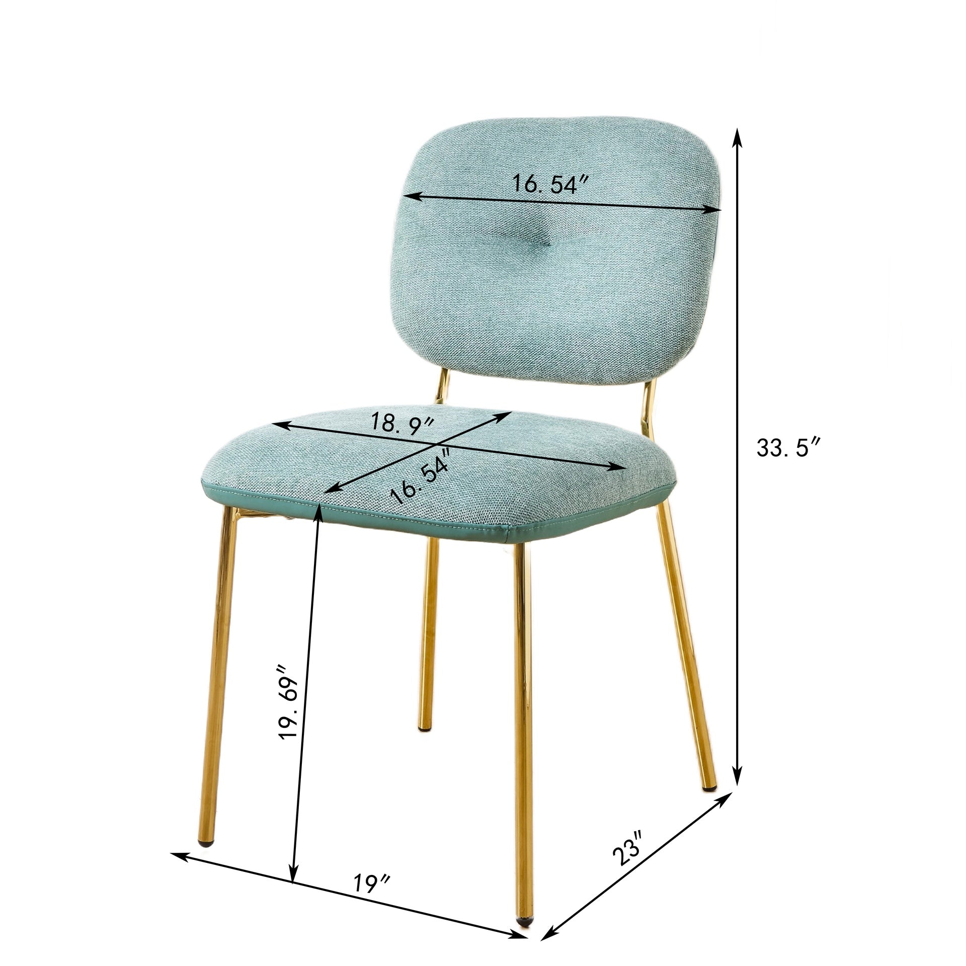 Modern Dining Chairs Set of 2, Green Upholstered Accent Chairs with Metal Legs – Space-Saving Contemporary Kitchen & Dining Room Seating