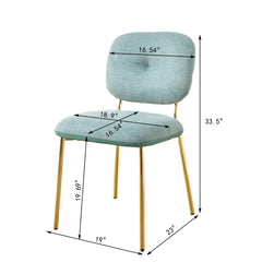 Modern Dining Chairs Set of 2, Green Upholstered Accent Chairs with Metal Legs – Space-Saving Contemporary Kitchen & Dining Room Seating