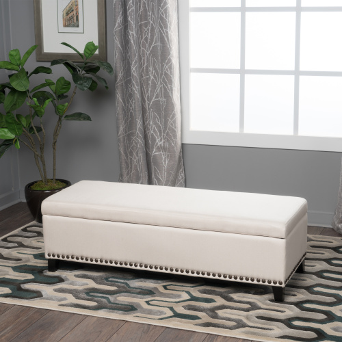 Storage Ottoman, Storage Bench with Safety Close Hinge, Linen Button-Tufted Ottoman for Living Room, Entryway, Hallway, Foot Rest