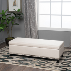 Storage Ottoman, Storage Bench with Safety Close Hinge, Linen Button-Tufted Ottoman for Living Room, Entryway, Hallway, Foot Rest