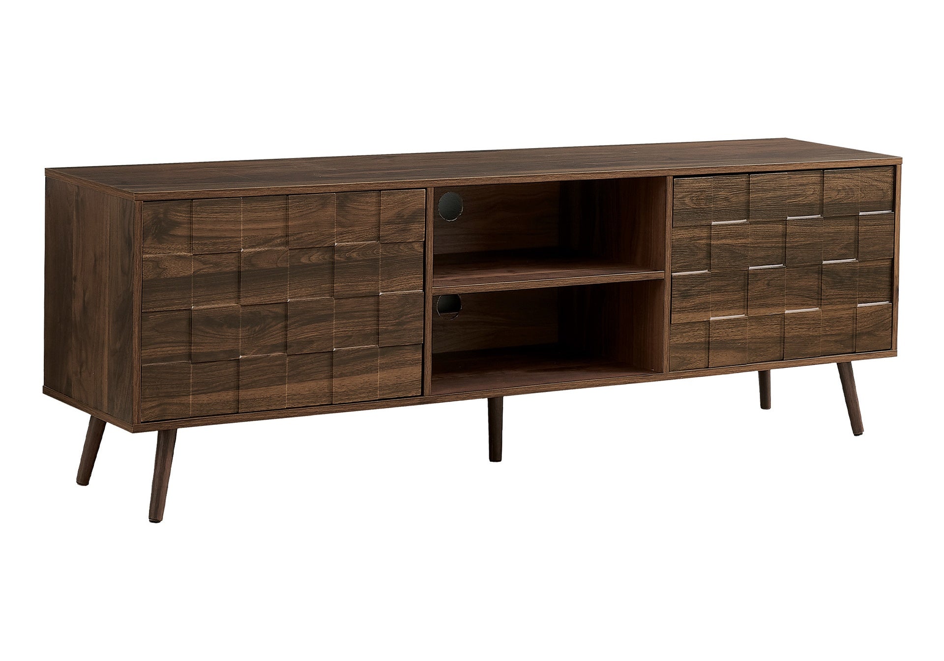 Tv Stand, 72 Inch, Console, Media Entertainment Center, Storage Cabinet, Bedroom, Living Room, Walnut Laminate, Mid Century