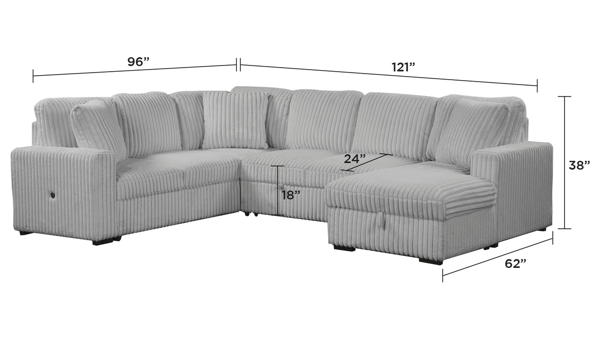 Grande Modern Style Sectional Sofa with USB-C, Sleeper Function & Storage Made with wood in Gray(CA INVENTORY)