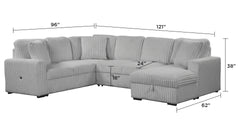Grande Modern Style Sectional Sofa with USB-C, Sleeper Function & Storage Made with wood in Gray(CA INVENTORY)