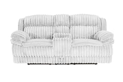 Manual Motion Loveseat Recliner Fur-Like Corduroy in Light Gray