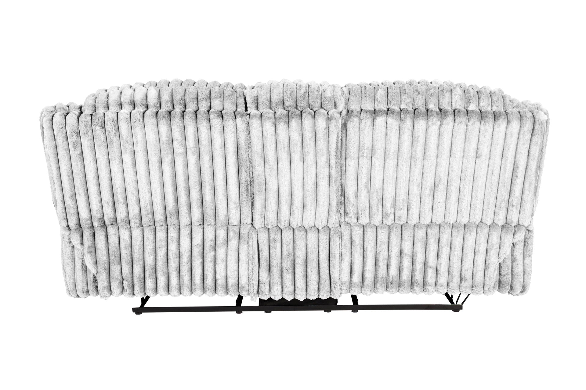 Manual Motion Loveseat Recliner Fur-Like Corduroy in Light Gray
