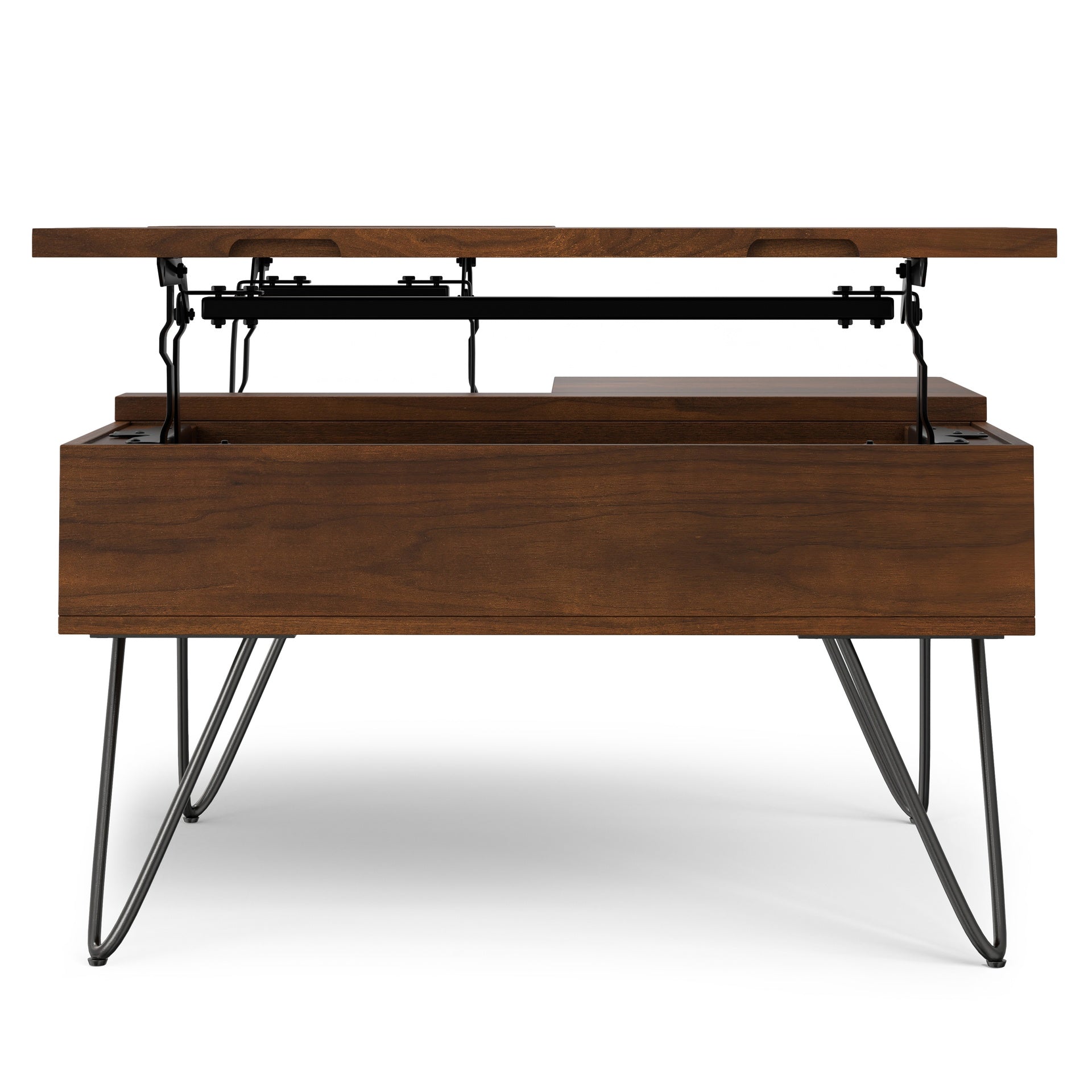 Hunter 32 inch Wide Solid Wood Lift Top Square Coffee Table in Walnut