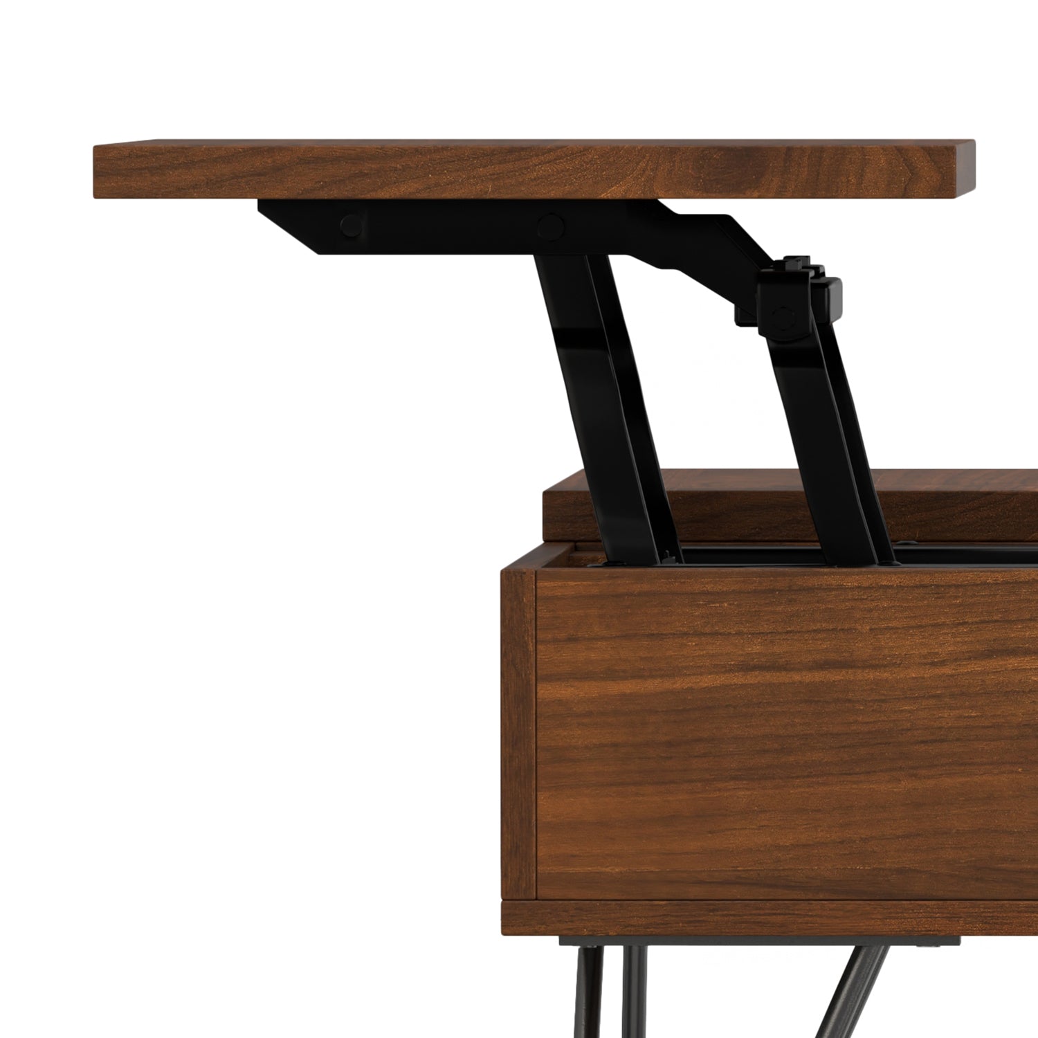 Hunter 32 inch Wide Solid Wood Lift Top Square Coffee Table in Walnut