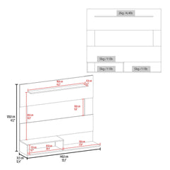 FM FURNITURE Irmo Wall-Mounted Entertainment Center with Shelves. White