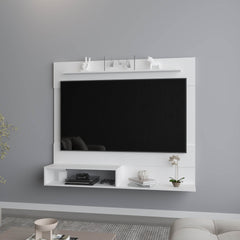 FM FURNITURE Irmo Wall-Mounted Entertainment Center with Shelves. White