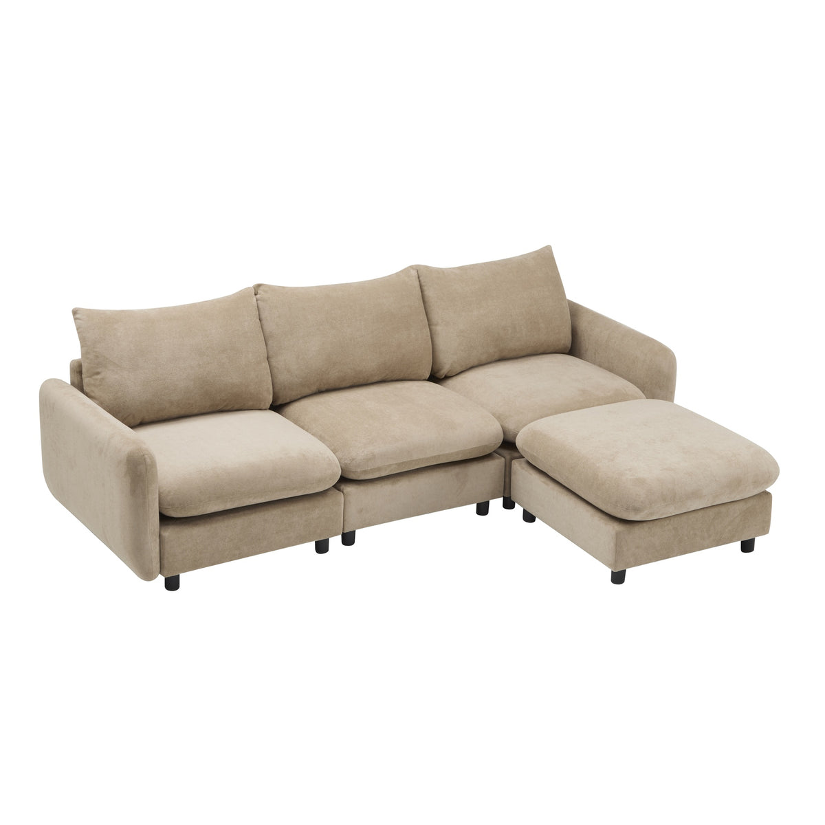99 in. 4-Piece L Shaped Modular Free Combination Sectional Velvet Sofa Couch with Ottoman, Nomad